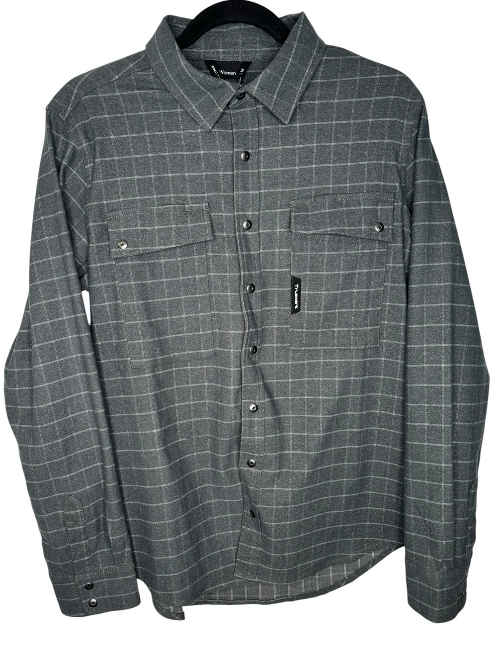 NEW Truewerk Women's Tech Flannel in Grey Plaid Medium Button Front Work Wear